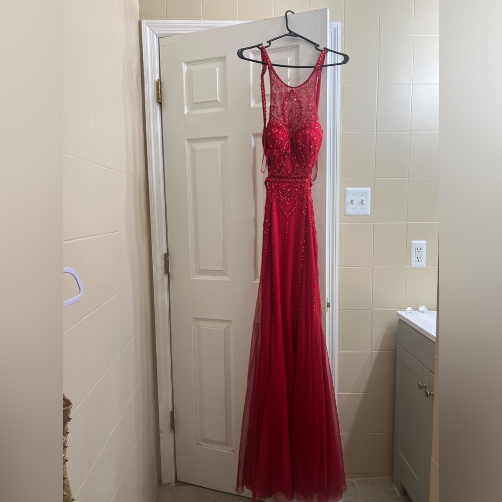 Red Rhinestone Gown - Picture 2 of 8